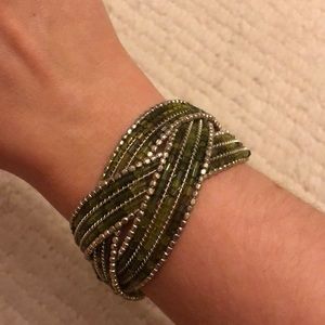 BOGO Green Beaded Cuff Bracelet